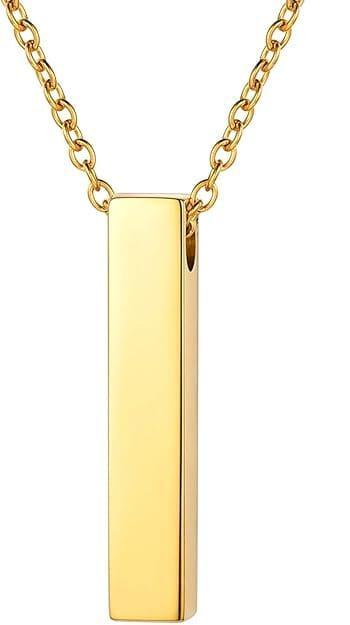Simple Silver Column Cremation Urn Pendant Necklace Cremation Necklace Cherished Emblems Gold