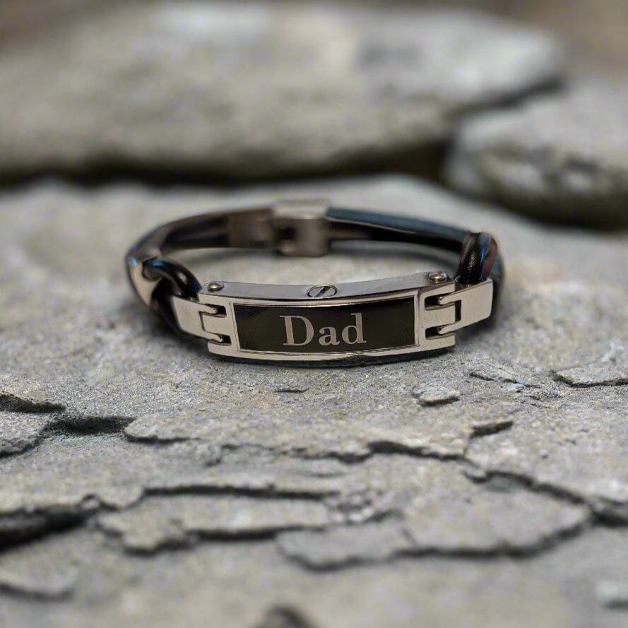 Leather Cremation Urn Bracelet Engraved with Dad
