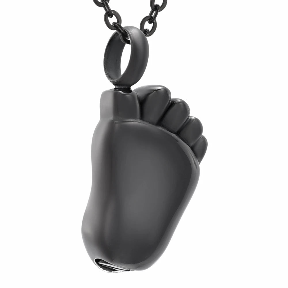 Baby Foot Cremation Urn Necklace Cremation Necklace Cherished Emblems Black