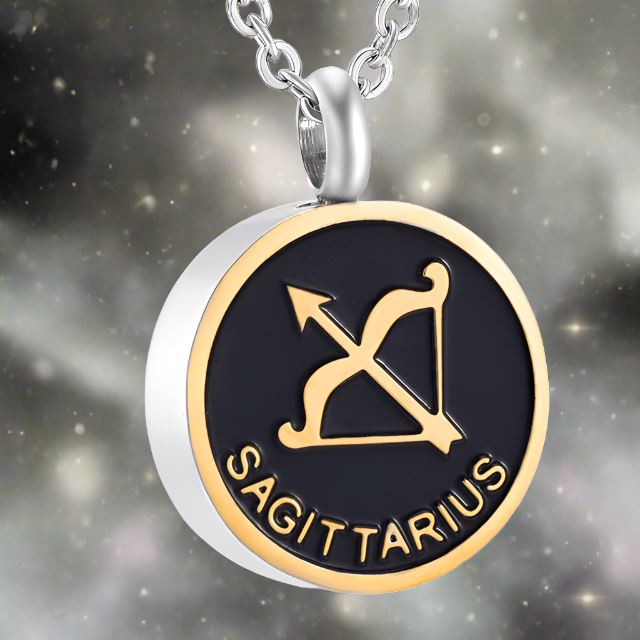Astrology Sign Cremation Urn Necklace Cherished Emblems Sagittarius Black