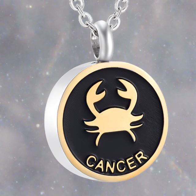 Astrology Sign Cremation Urn Necklace Cherished Emblems Cancer Black