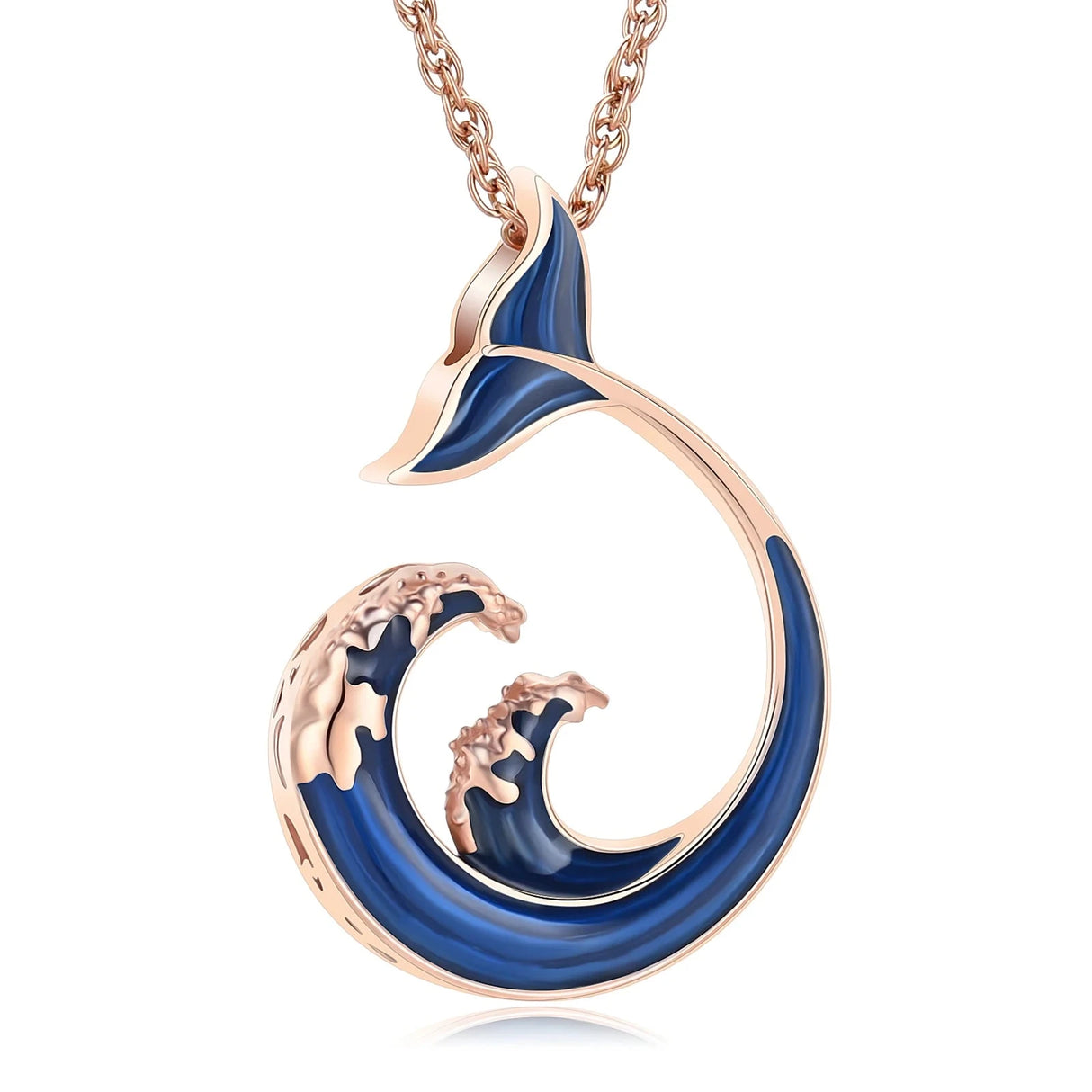 Mermaid Wave Urn Necklace for Ashes Cremation Jewelry Stainless Steel Ashes Pendant Keepsake Memorial Urn Jewelry for Men Women Cherished Emblems rose gold