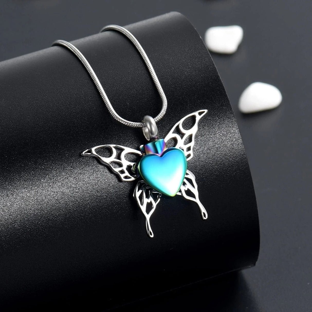 Butterfly Cremation Necklace With Heart Cherished Emblems