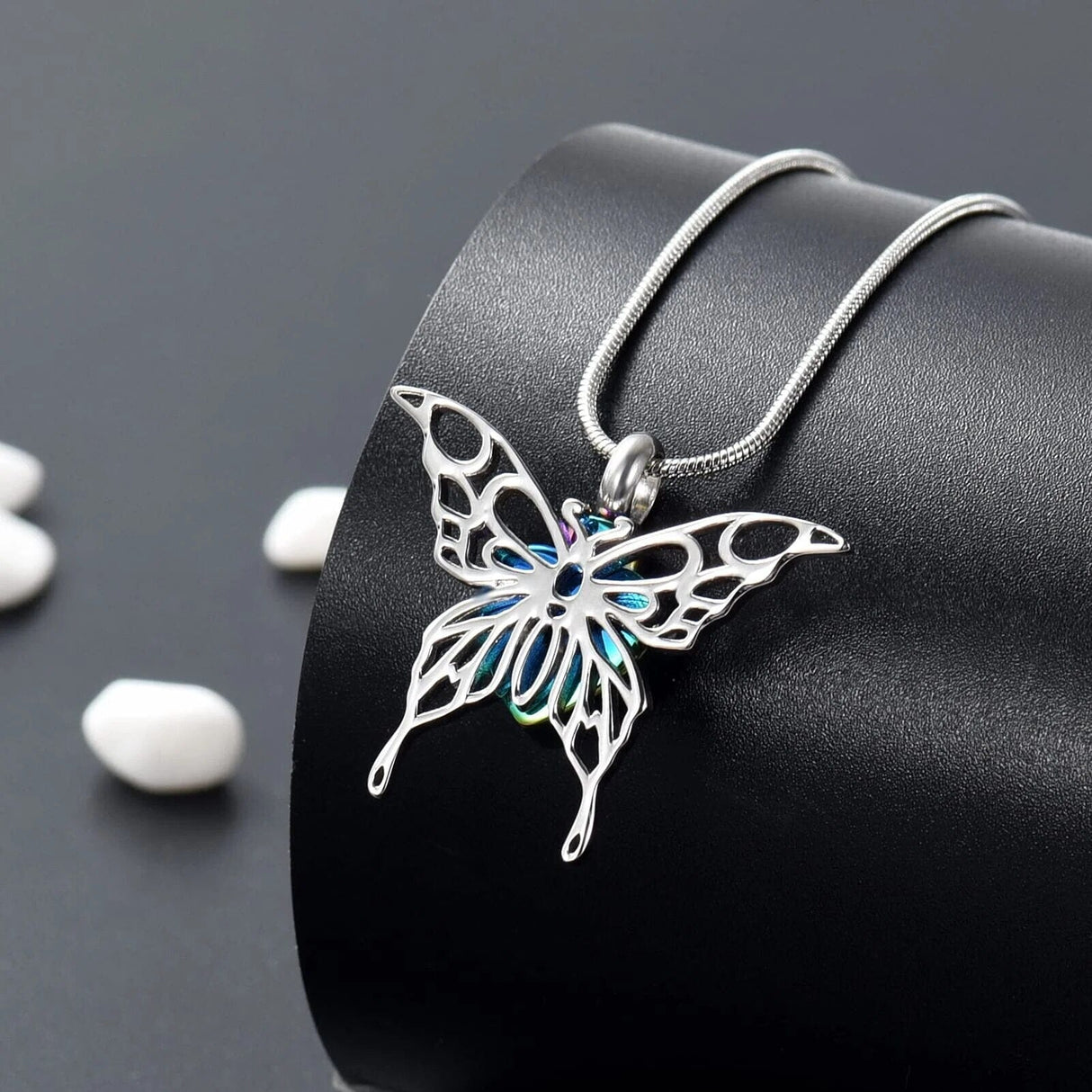 Butterfly Cremation Necklace With Heart Cherished Emblems