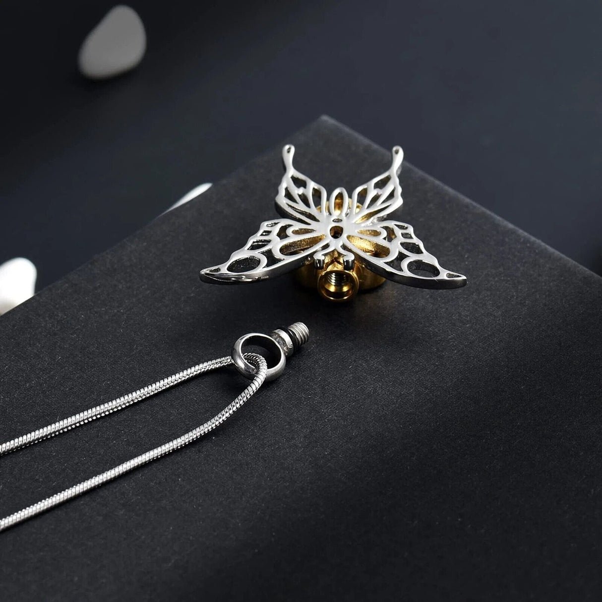 Butterfly Cremation Necklace With Heart Cherished Emblems