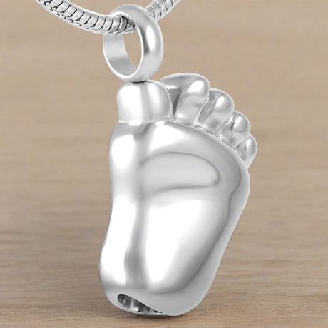 Baby Foot Cremation Urn Necklace Cremation Necklace Cherished Emblems Silver