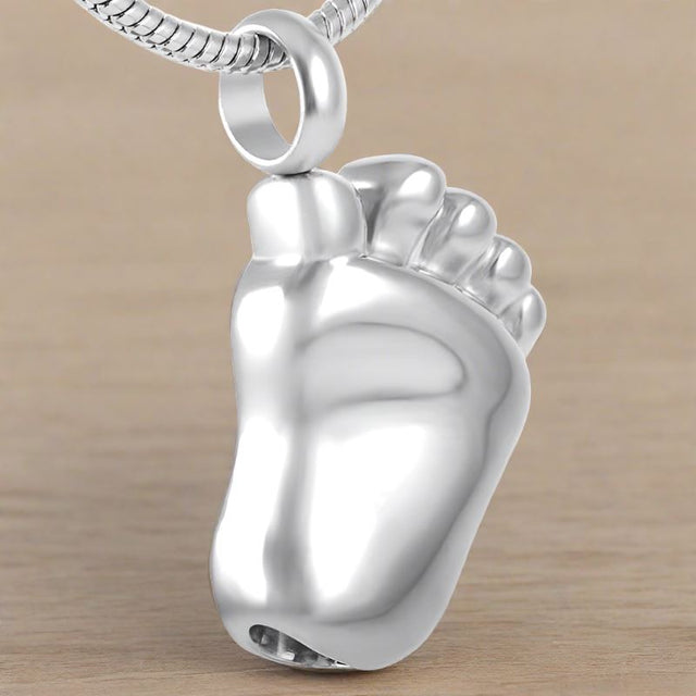 Baby Foot Cremation Urn Necklace Cremation Necklace Cherished Emblems Silver