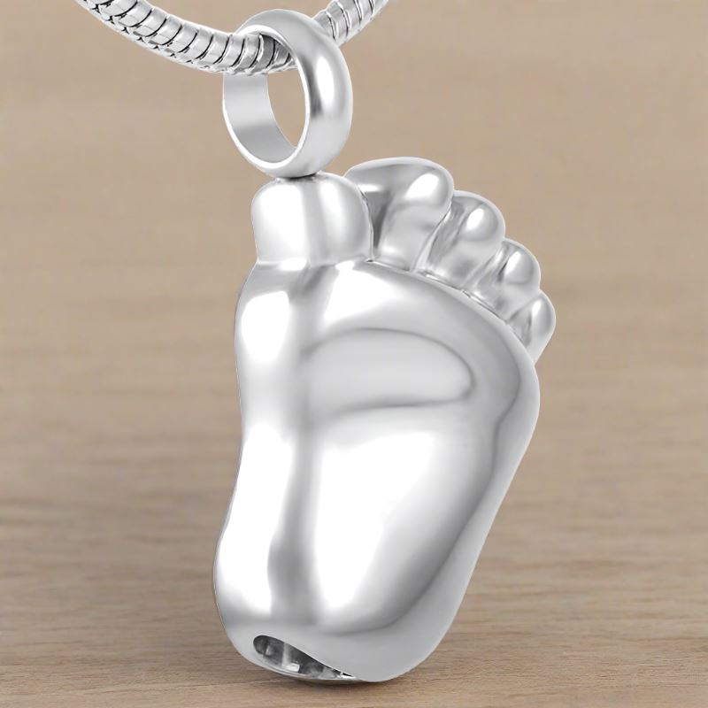 Baby Foot Cremation Urn Necklace Cremation Necklace Cherished Emblems Silver