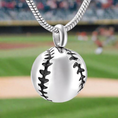 Baseball Shaped Cremation Urn Necklace Cremation Necklace Cherished Emblems