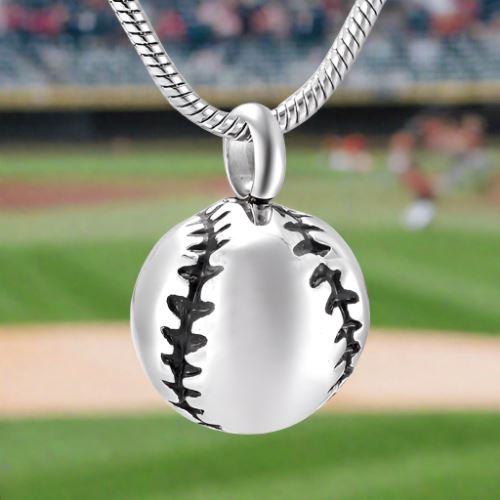 Baseball Shaped Cremation Urn Necklace Cremation Necklace Cherished Emblems 