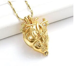 Silver Anatomical Heart Cremation Urn Necklace Cremation Necklace Cherished Emblems
