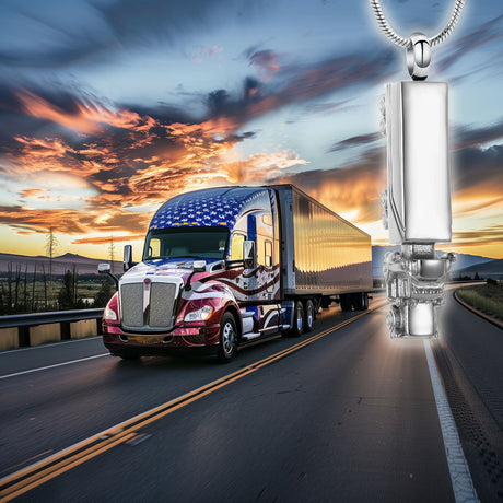 18 Wheeler Semi Truck Urn Necklace Cremation Necklace Cherished Emblems