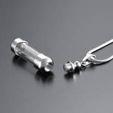 Silver and Glass Cylinder Tube Cremation Necklace Cremation Necklace Cherished Emblems