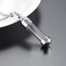 Silver and Glass Cylinder Tube Cremation Necklace Cremation Necklace Cherished Emblems
