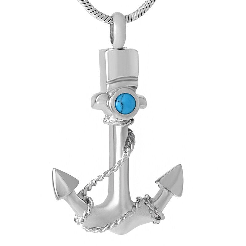 Anchor Cremation Urn Necklace Cherished Emblems Silver and blue necklace box funnel