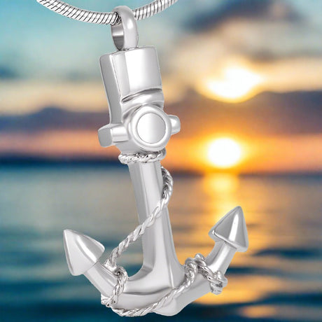 Anchor Cremation Urn Necklace Cherished Emblems Silver necklace box funnel