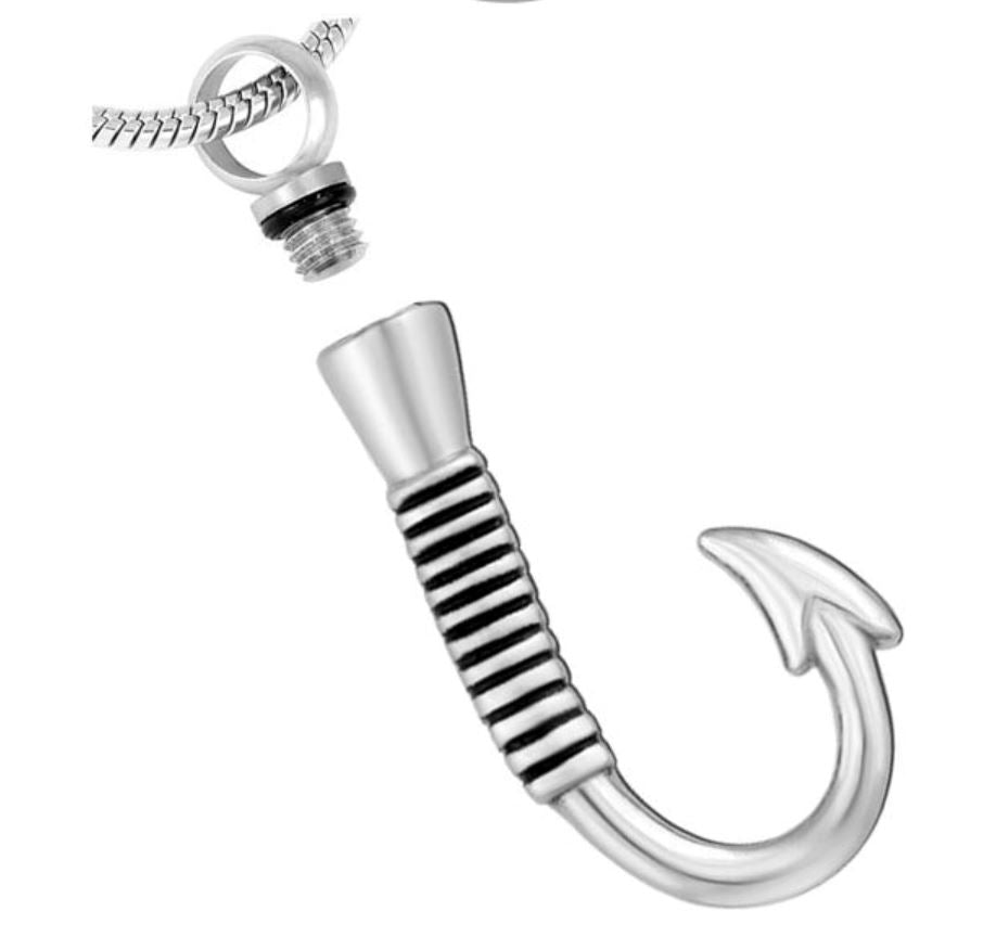 Side View of Cremation Jewelry Fish Hook