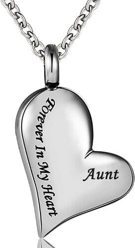 Heart Shaped Cremation Urn Necklace Engraved With "Forever In My Heart" Cremation Necklace Cherished Emblems Aunt