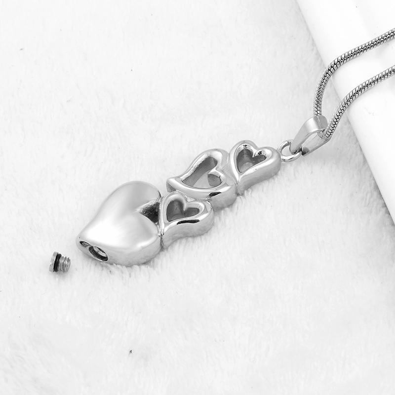 Cremation Necklace - 4 Heart Cremation Urn Necklace