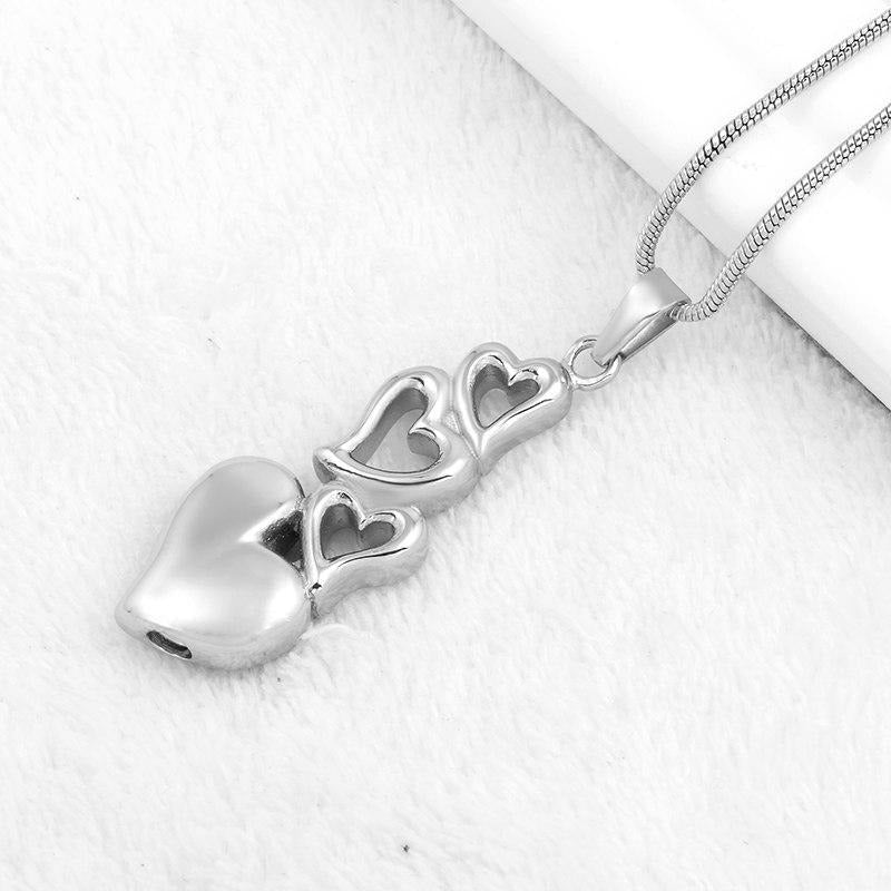 Cremation Necklace - 4 Heart Cremation Urn Necklace