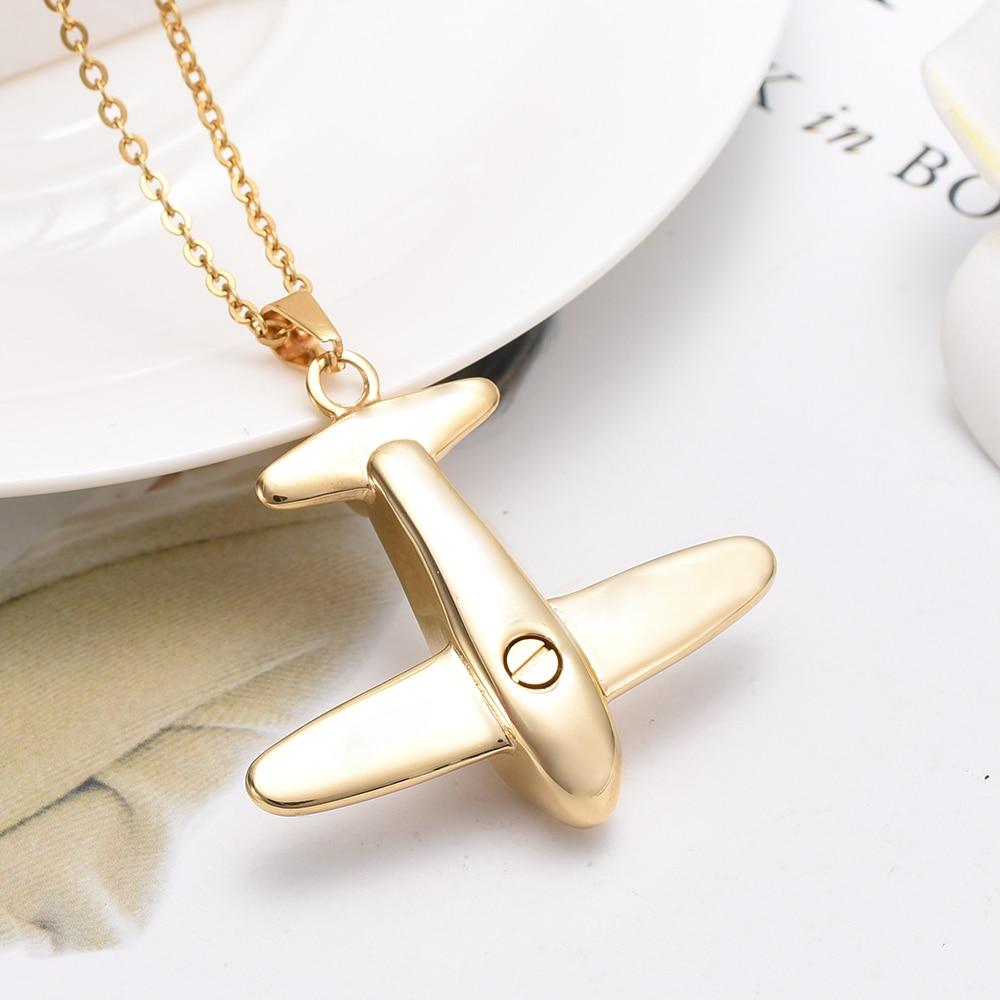 Cremation Necklace - Airplane Shaped Cremation Urn Necklace