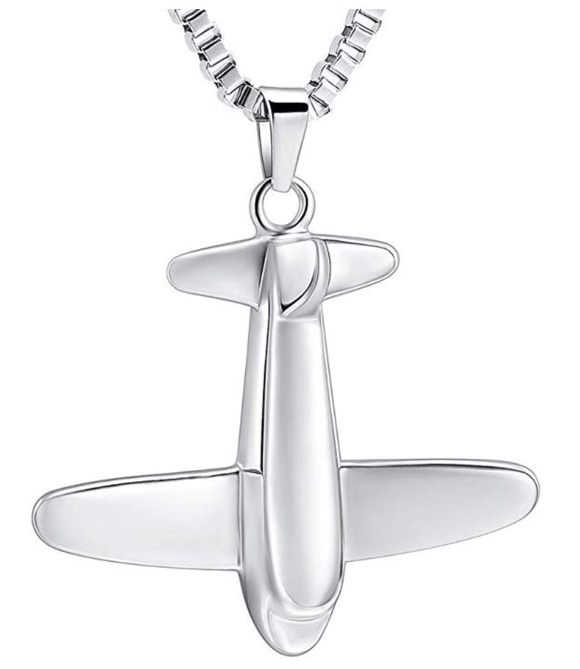 Cremation Necklace - Airplane Shaped Cremation Urn Necklace