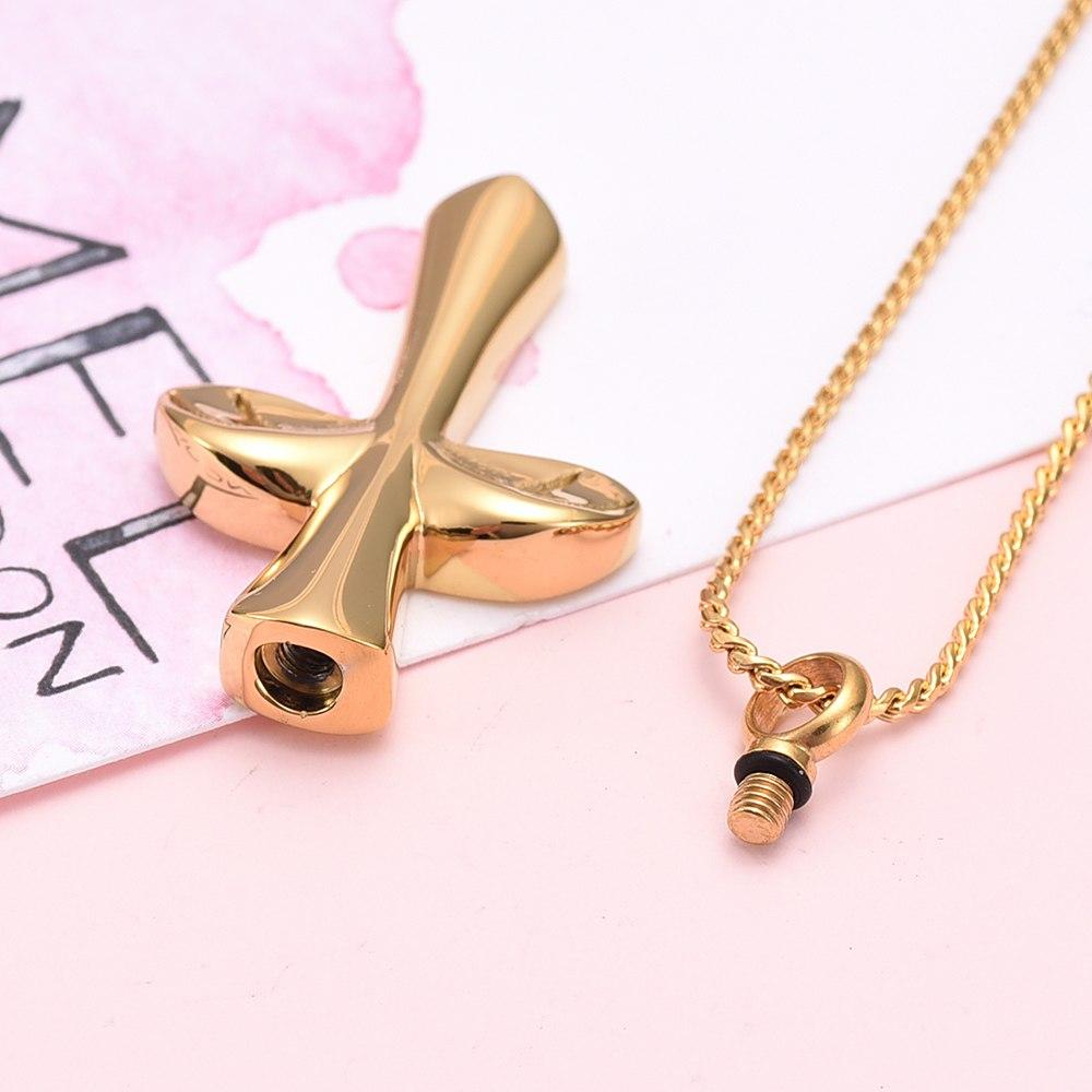 Cremation Necklace - Angel Wing Cross Cremation Urn Necklace