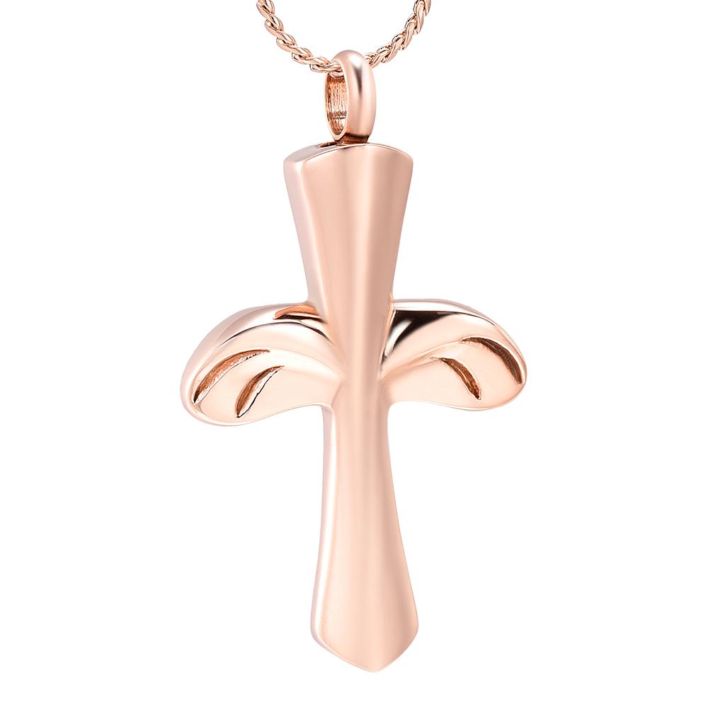 Cremation Necklace - Angel Wing Cross Cremation Urn Necklace