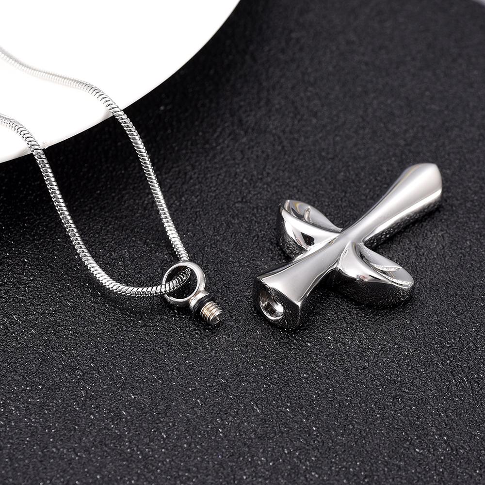 Cremation Necklace - Angel Wing Cross Cremation Urn Necklace