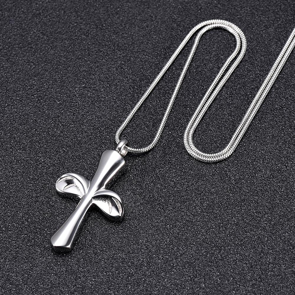 Cremation Necklace - Angel Wing Cross Cremation Urn Necklace