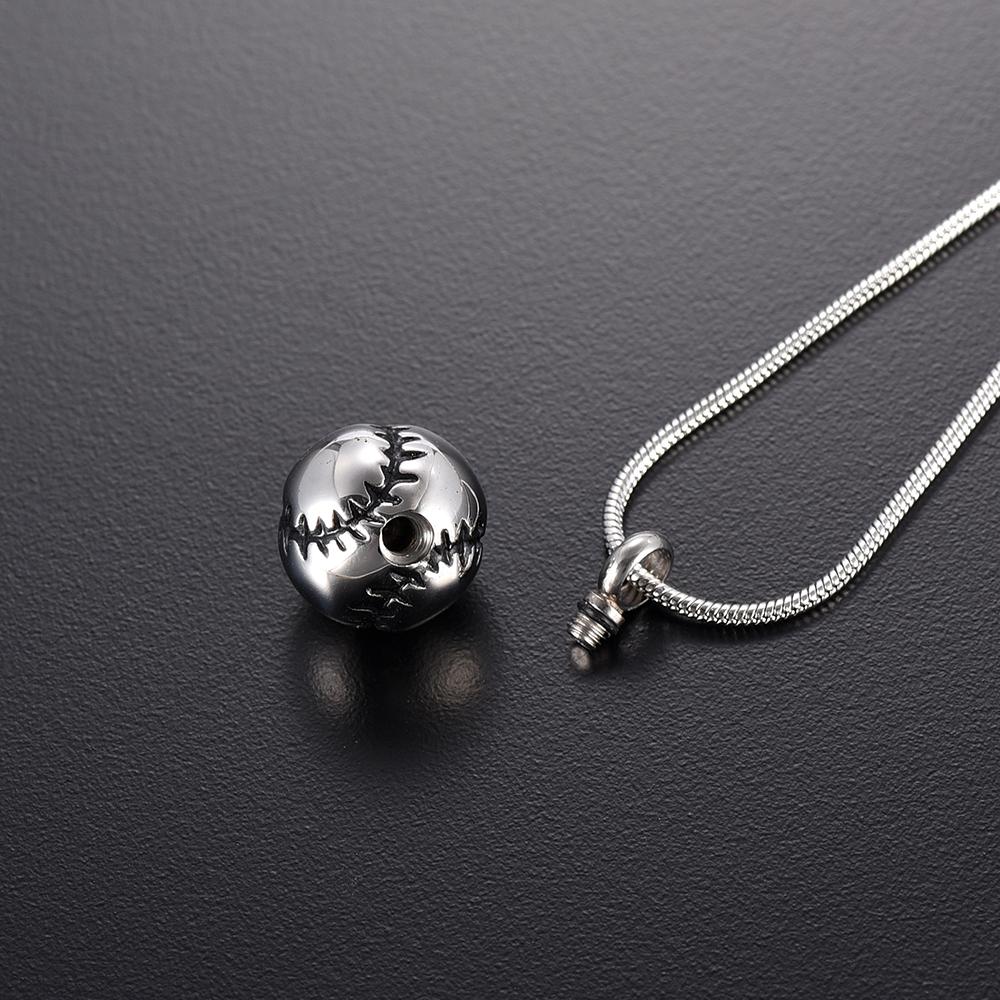 Cremation Necklace - Baseball Shaped Cremation Urn Necklace