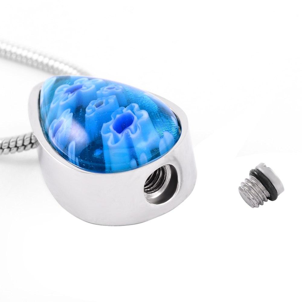 Cremation Necklace - Beautiful Murano Teardrop Cremation Urn Necklace