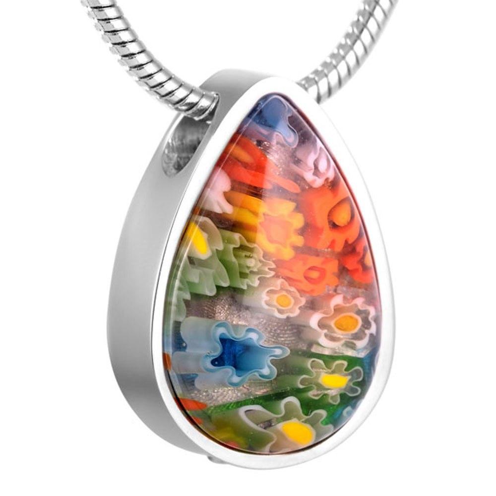 Cremation Necklace - Beautiful Murano Teardrop Cremation Urn Necklace