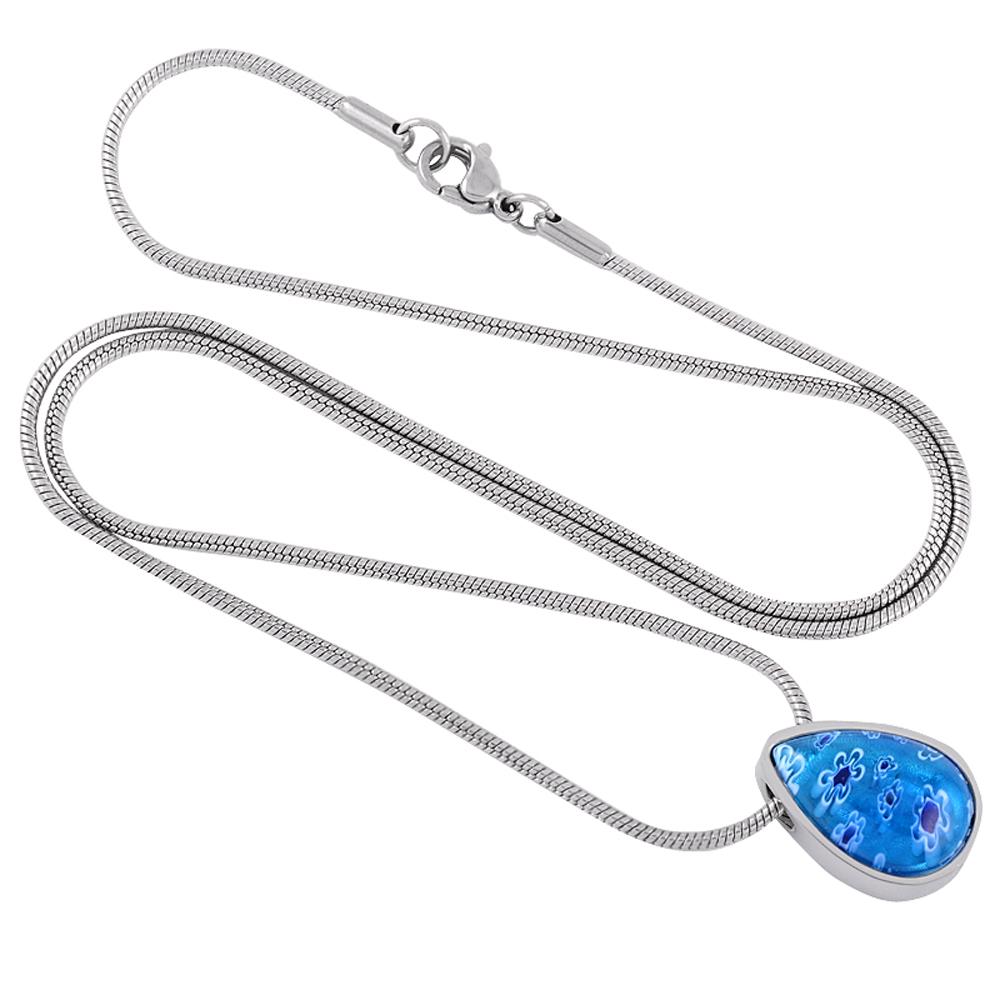 Cremation Necklace - Beautiful Murano Teardrop Cremation Urn Necklace