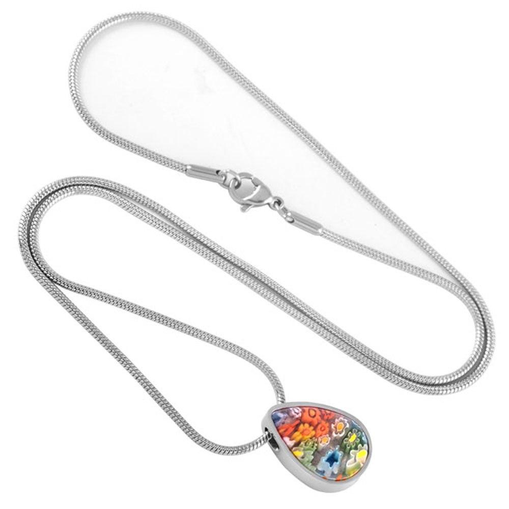 Cremation Necklace - Beautiful Murano Teardrop Cremation Urn Necklace
