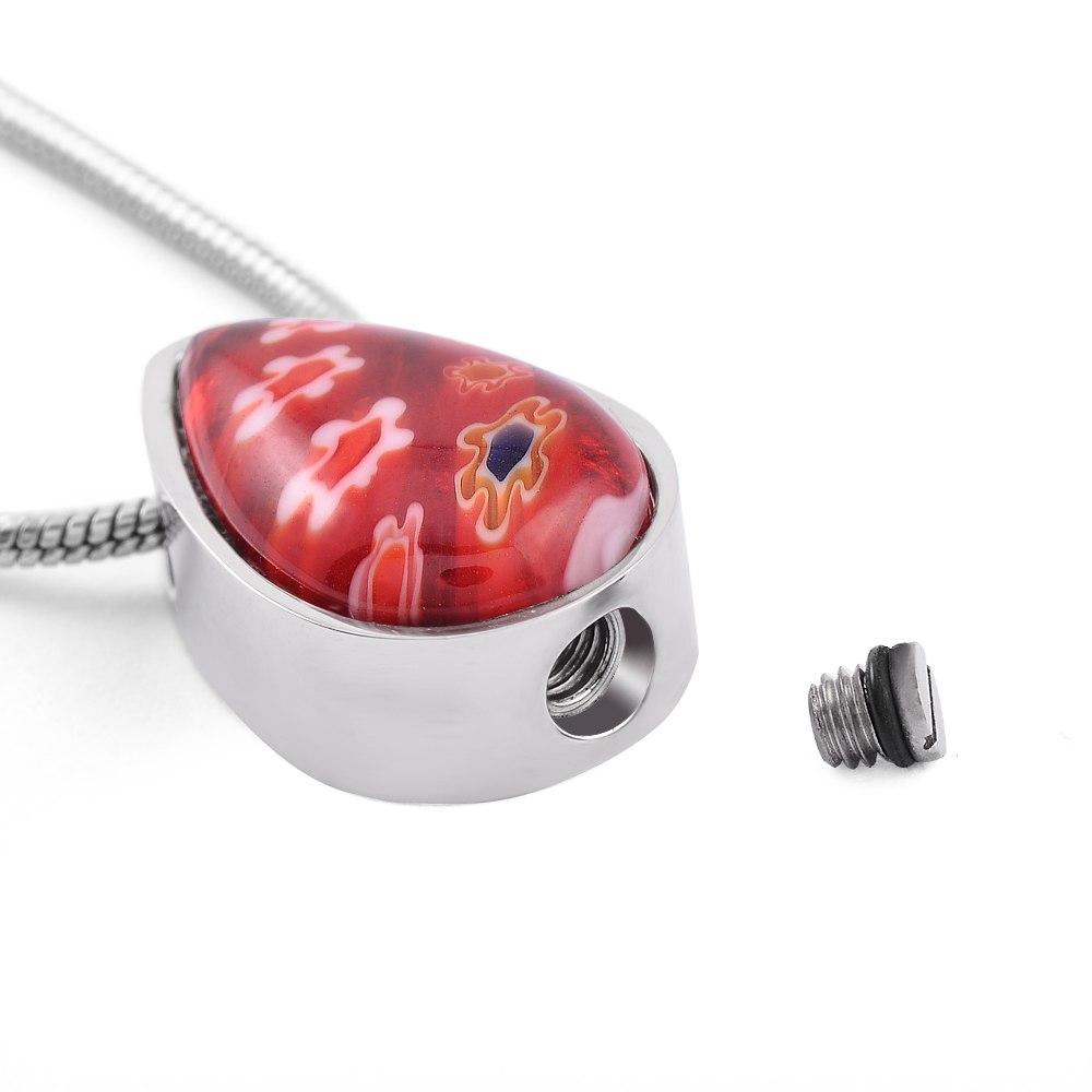 Cremation Necklace - Beautiful Murano Teardrop Cremation Urn Necklace