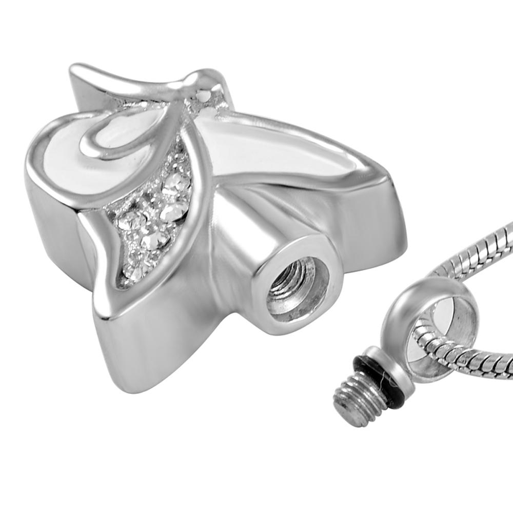 Cremation Necklace - Butterfly Shaped Cremation Urn Necklace With Rhinestones