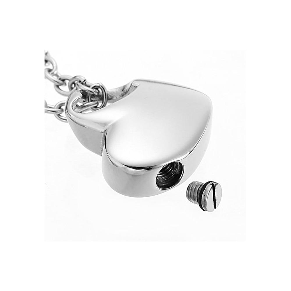 Cremation Necklace - Classic Style Silver Heart Shaped Cremation Necklace
