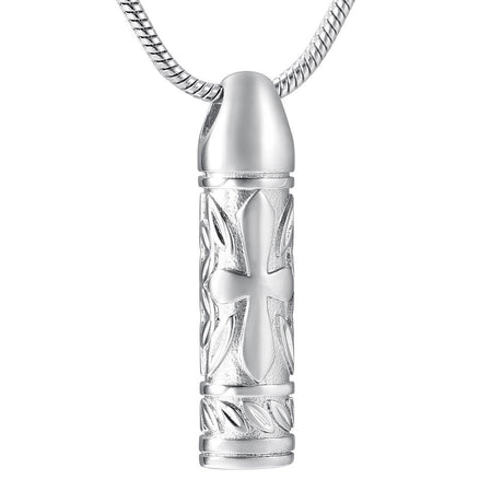 Cremation Necklace - Cross Cylinder Cremation Urn Necklace