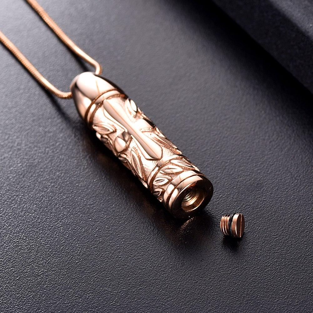 Cremation Necklace - Cross Cylinder Cremation Urn Necklace