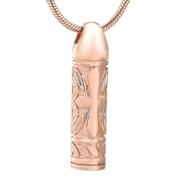 Cremation Necklace - Cross Cylinder Cremation Urn Necklace