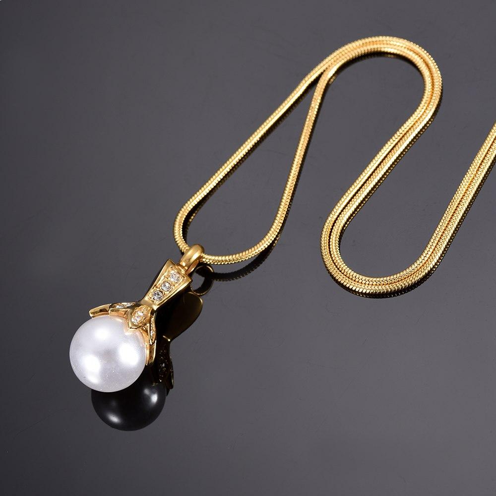 Cremation Necklace - Crystal Flower & Pearl Cremation Urn Necklace With Rhinestones