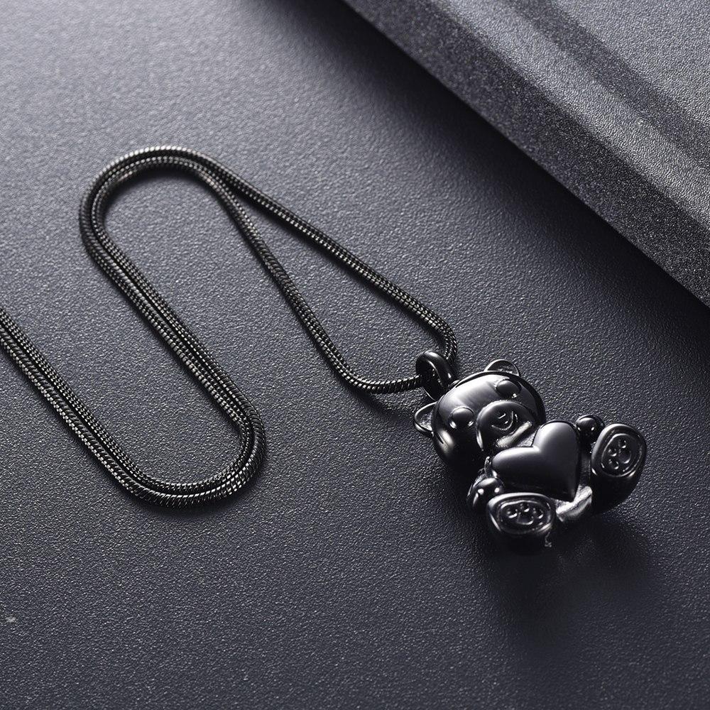 Cremation Necklace - Cute Teddy Bear With Heart Cremation Urn Necklace