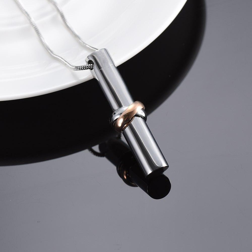 Cremation Necklace - Cylinder Cremation Urn Necklace With Infinity Band Engraved "Together Forever In Loving Memory"