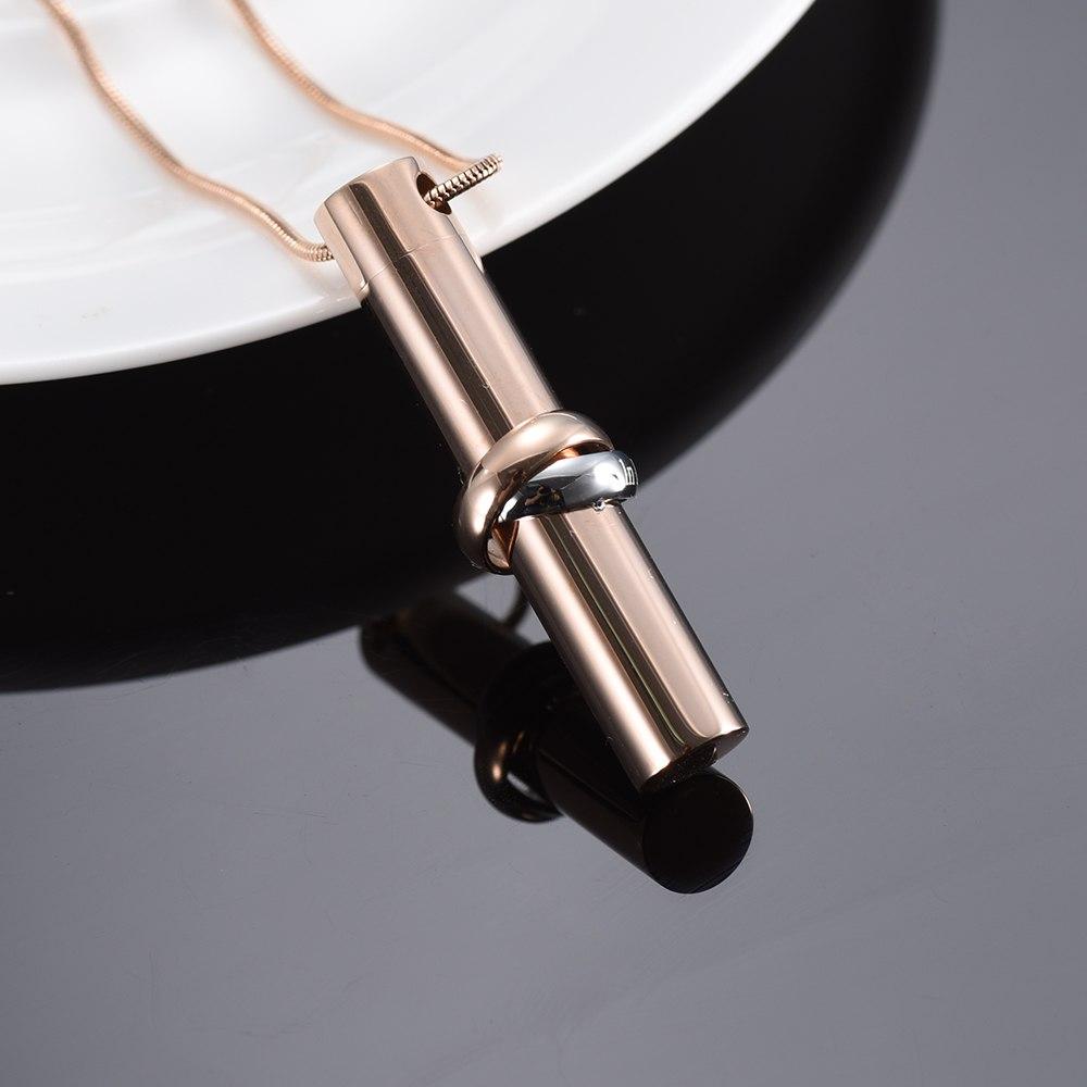 Cremation Necklace - Cylinder Cremation Urn Necklace With Infinity Band Engraved "Together Forever In Loving Memory"