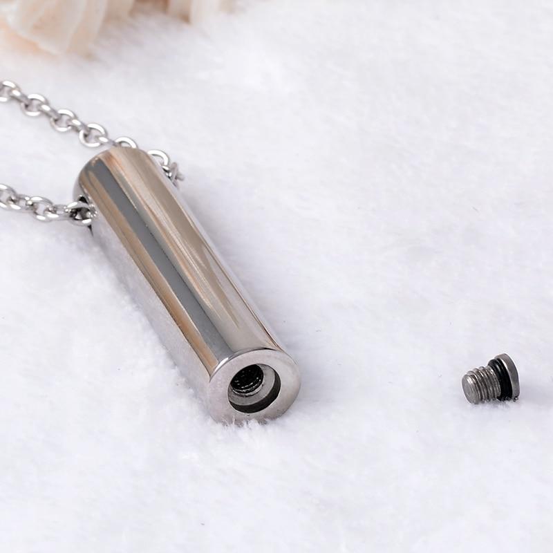 Cremation Necklace - Cylinder Cremation Urn Necklace With Paw Prints