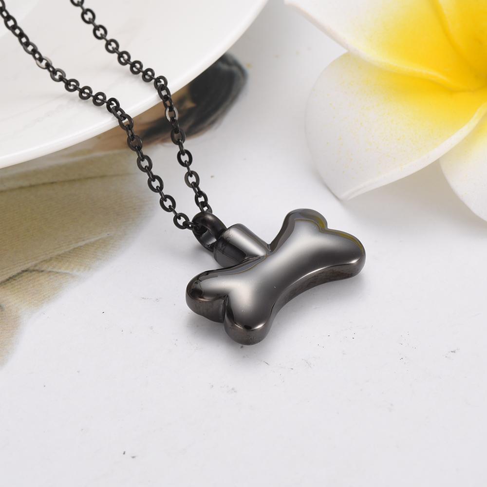 Cremation Necklace - Dog Bone Shaped Cremation Urn Necklace With Paw Print