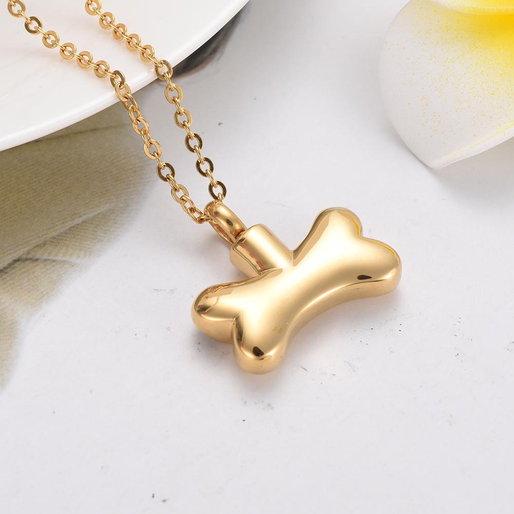 Cremation Necklace - Dog Bone Shaped Cremation Urn Necklace With Paw Print