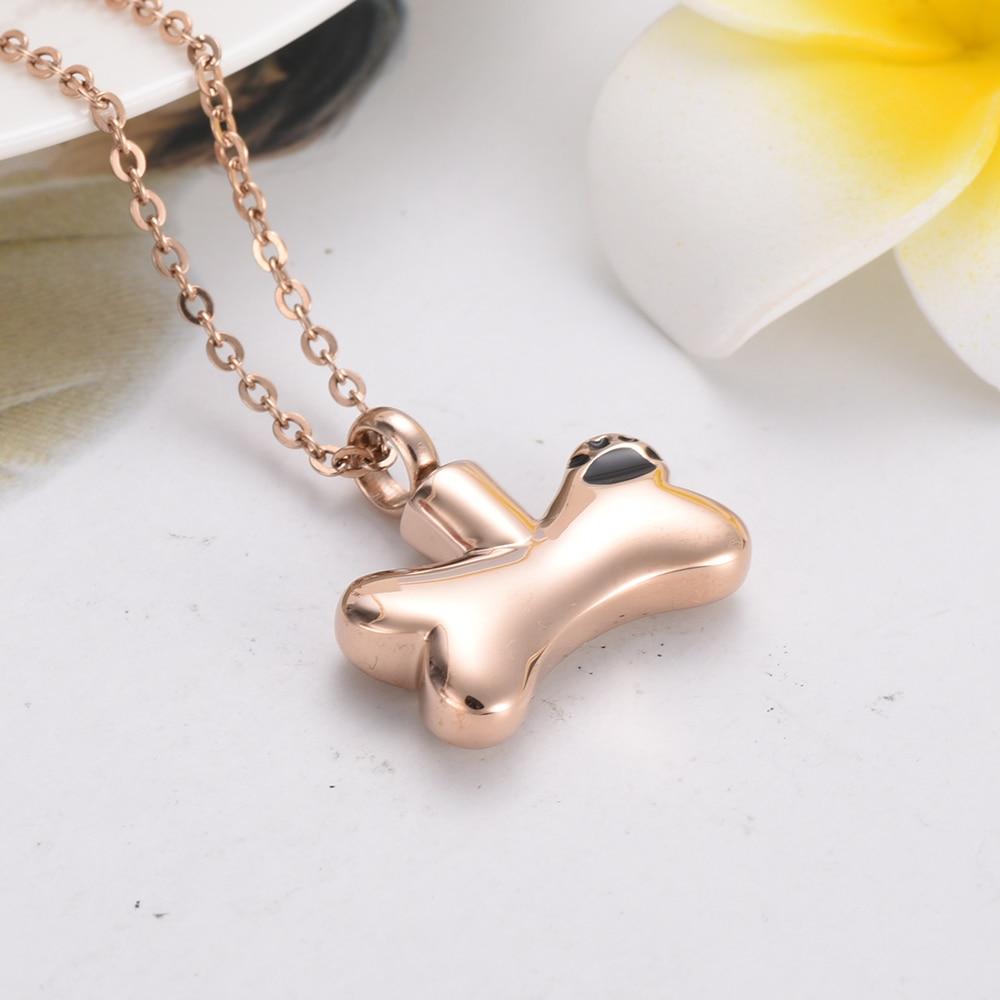 Cremation Necklace - Dog Bone Shaped Cremation Urn Necklace With Paw Print