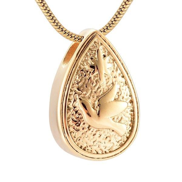 Cremation Necklace - Dove Peace Teardrop Cremation Urn Necklace